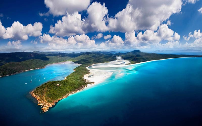 Ocean, , Island, Cloud, Australia, Queensland, Whitsunday Islands, HD wallpaper