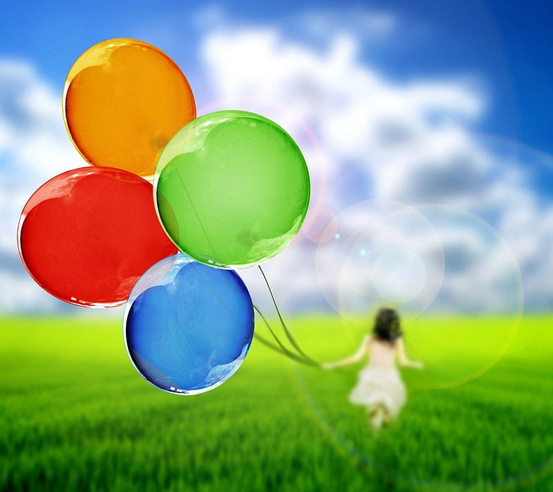 Balons Child, abstract, balons, child, HD wallpaper