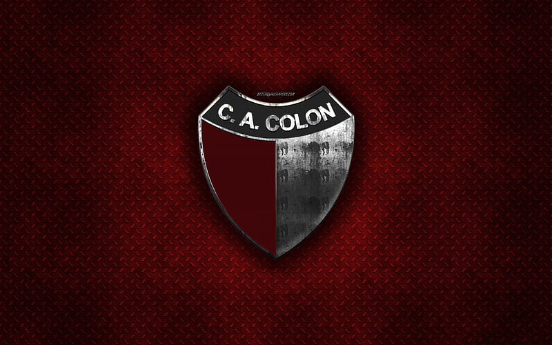 Club Atletico Colon, Argentine football club, red metal texture, metal logo, emblem, Santa Fe, Argentina, Argentine Primera Division, Argentine Superleague, creative art, football, HD wallpaper