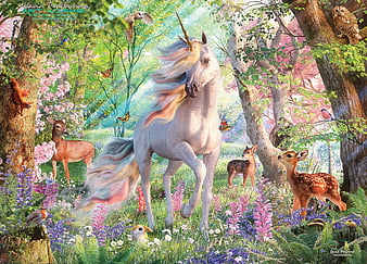 Golden Unicorn Unicorn Digital Background Fantasy magical forest Unicorn Dream TWO JPGs enchanted forest Majestic unicorn