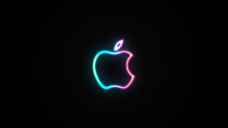 Aqua Pink Apple In Black Background Technology MacBook, HD wallpaper