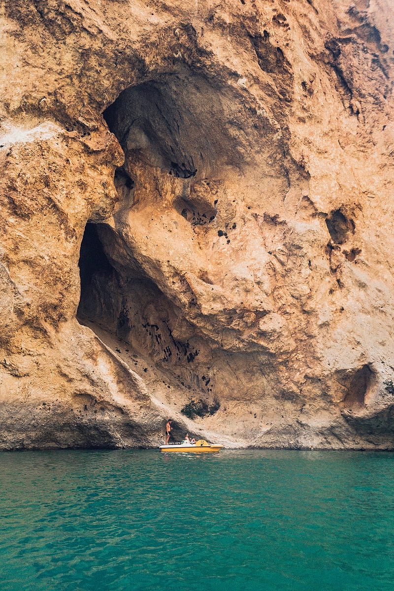 nature, water, rock, boat, HD phone wallpaper