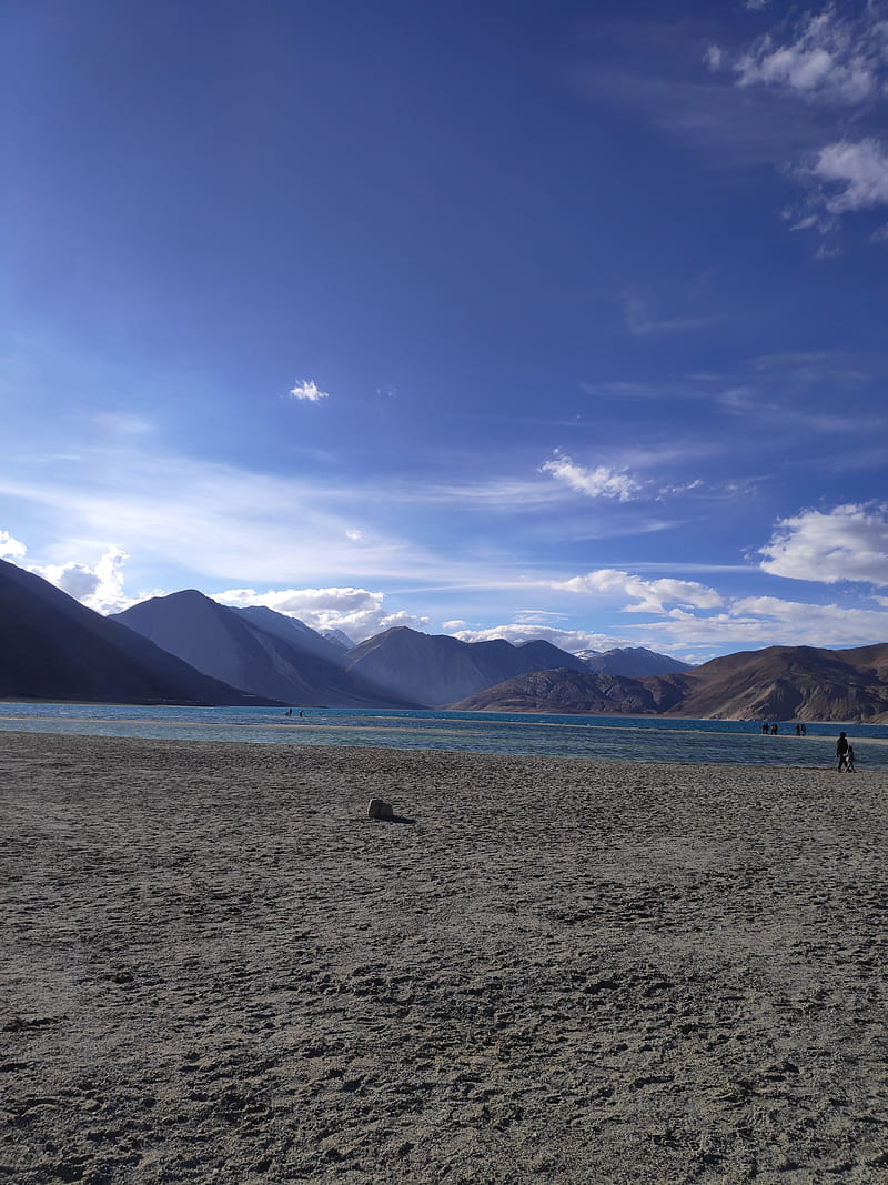 Pangong lake ladakh, clouds, landscape, mountain, mountains, sand, scenery, water, HD phone wallpaper