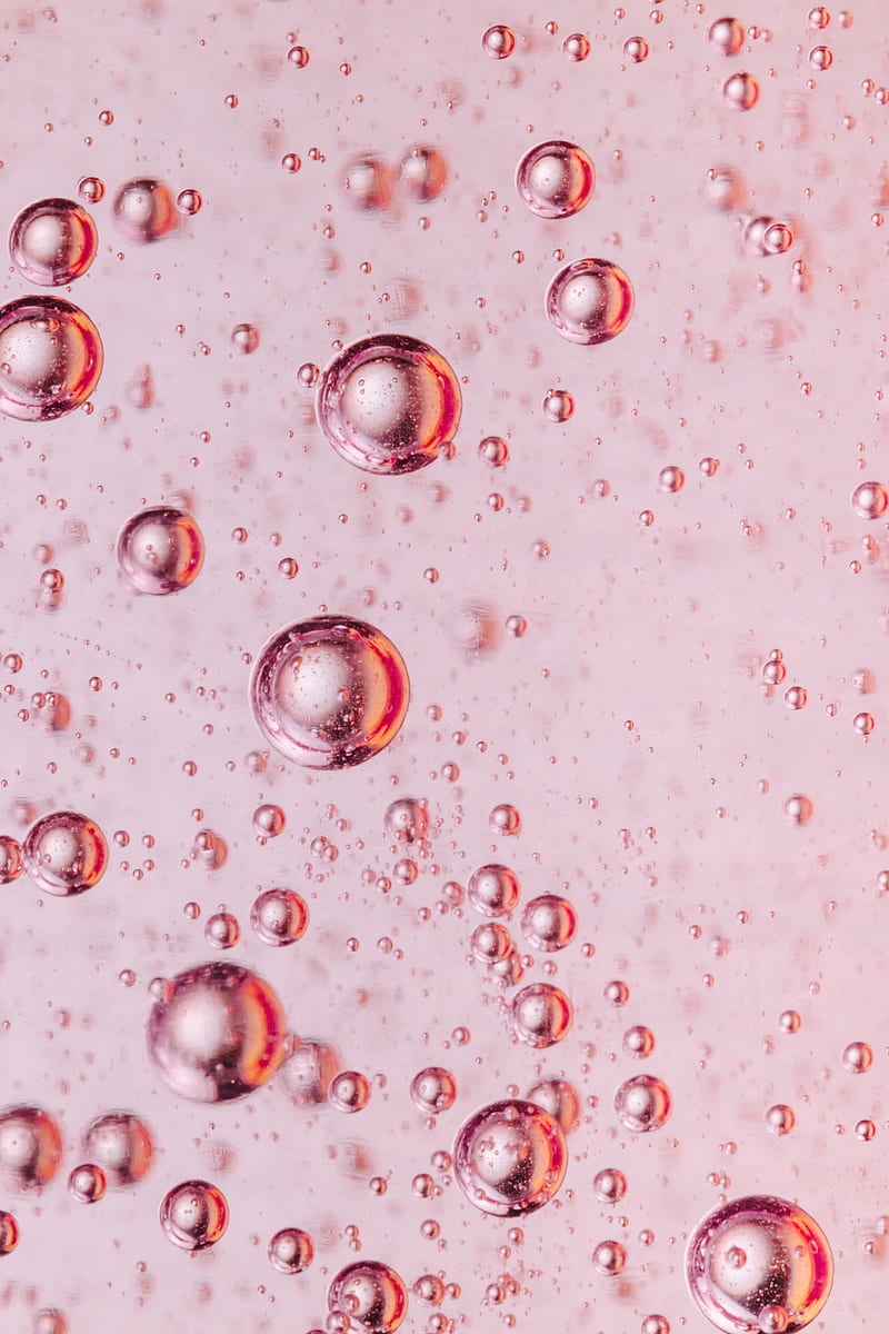 bubbles, liquid, macro, pink, HD phone wallpaper
