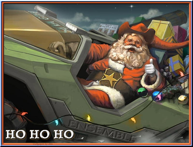 Santa is a redneck, ho ho ho, santa, merry christmas, jeep, cowboy, HD wallpaper