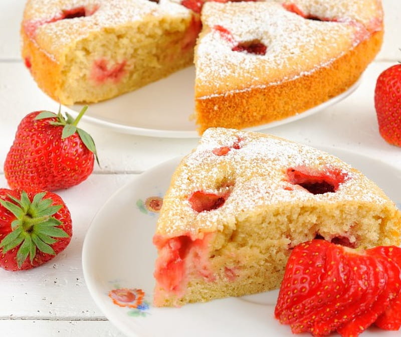 *** Strawberry cake ***, cake, strawberry, food, fresh, home, made, HD wallpaper