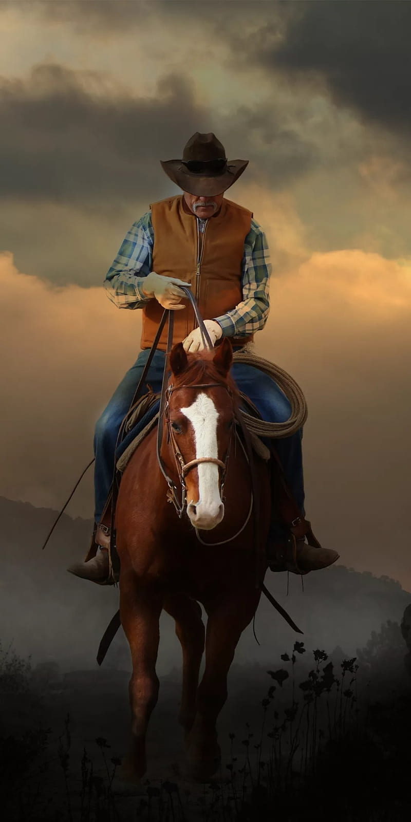 Western CowBoy, horse, sunset, alone, cool, HD phone wallpaper