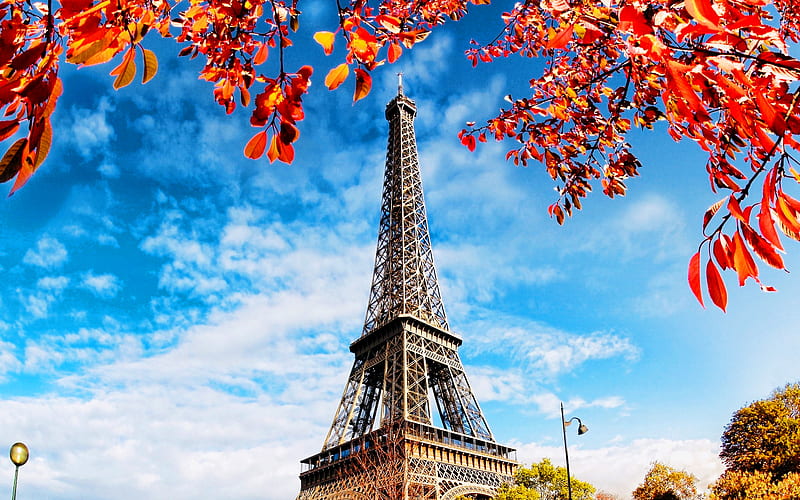 Paris, autumn, Eiffel Tower, french landmarks, Europe, France, Paris at autumn, HD wallpaper