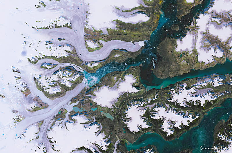 glaciers, greenland, aerial view, nature, HD wallpaper