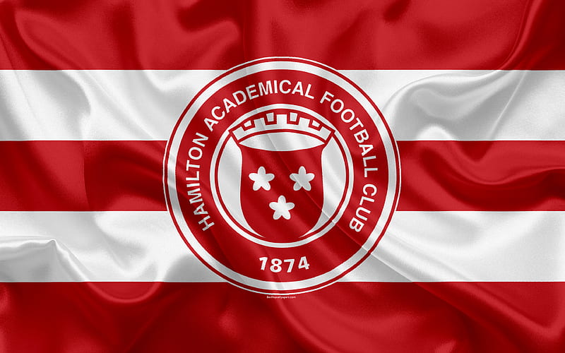 Hamilton Academical FC Scottish Football Club, logo, emblem, Scottish Premiership, football, Hamilton, Scotland, UK, silk flag, Scottish Football Championship, HD wallpaper