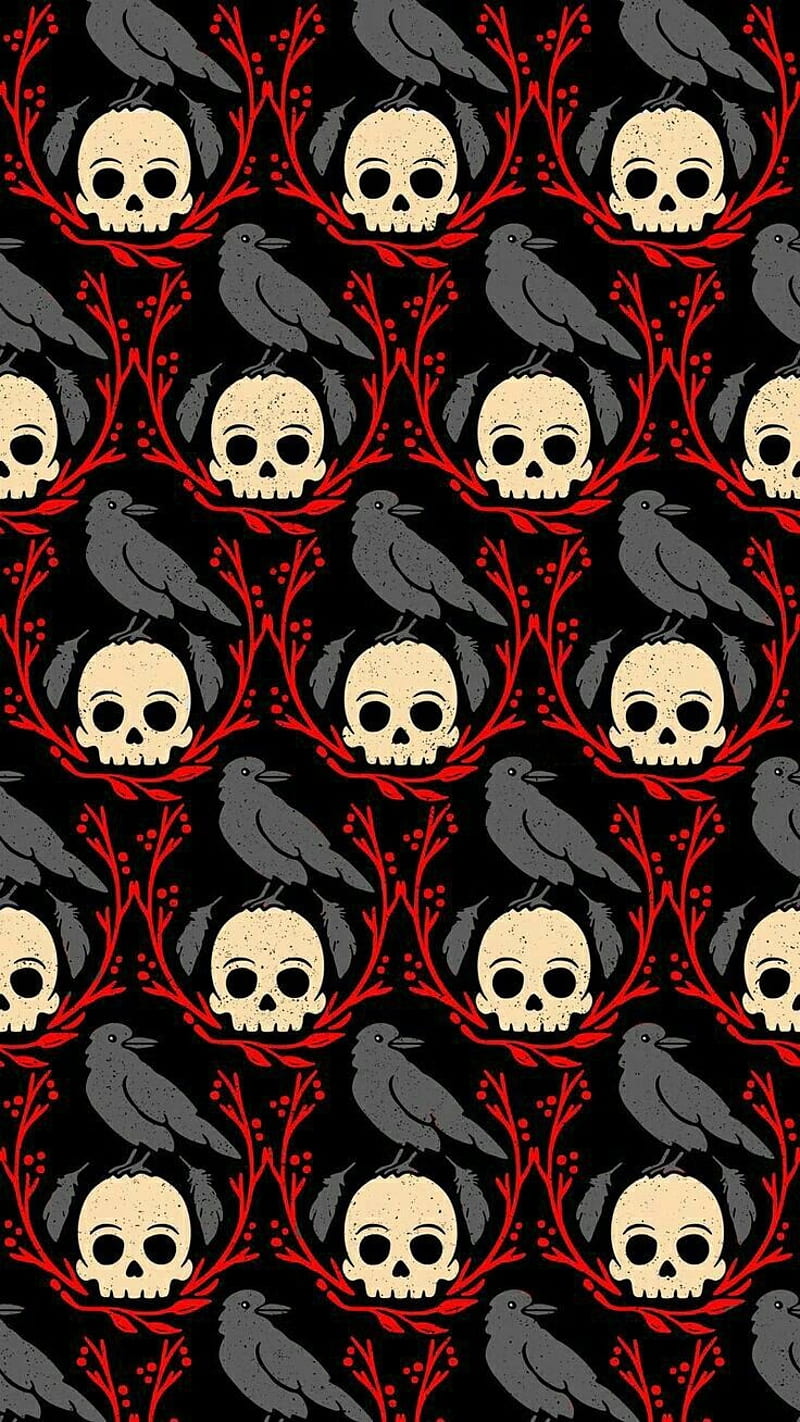 Disney villain, black, halloween, red, robin, skull, HD phone wallpaper