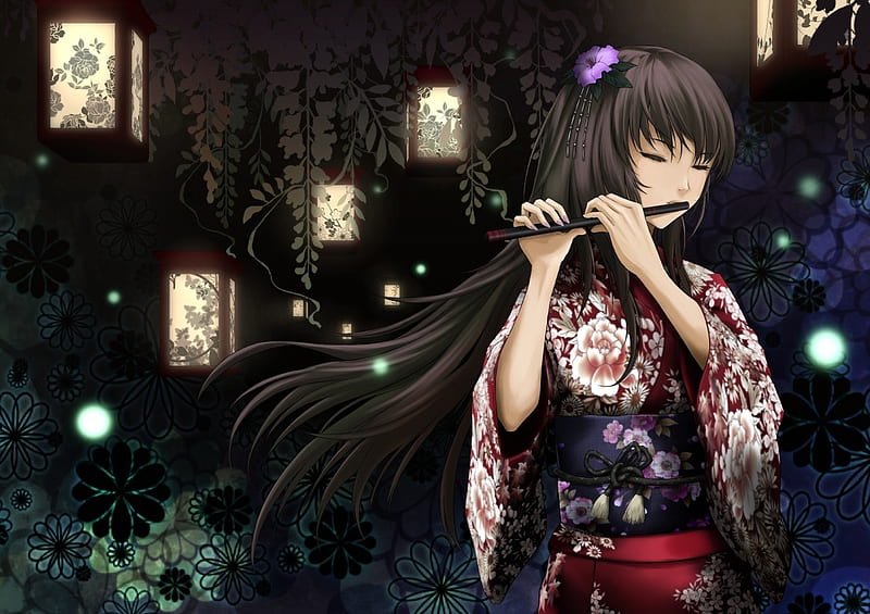 Flute Player, magical, flute, player, anime, HD wallpaper