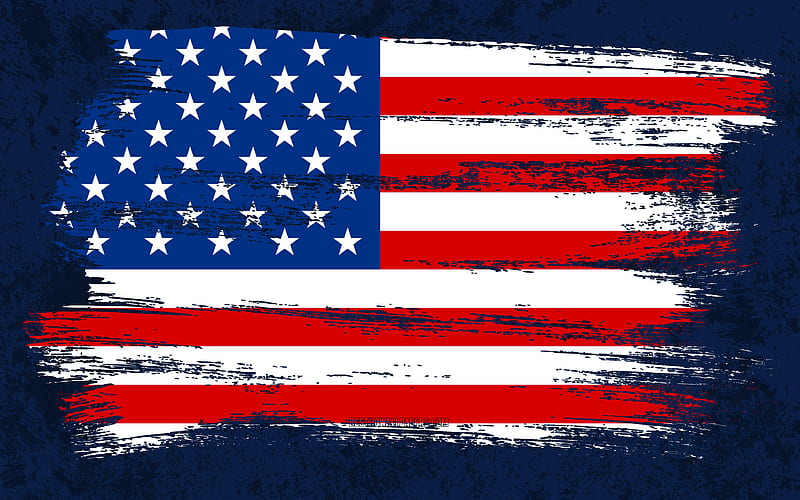 Flag of USA, grunge flags, North american countries, national symbols, brush stroke, US flag, grunge art, USA flag, American flag, USA, HD wallpaper
