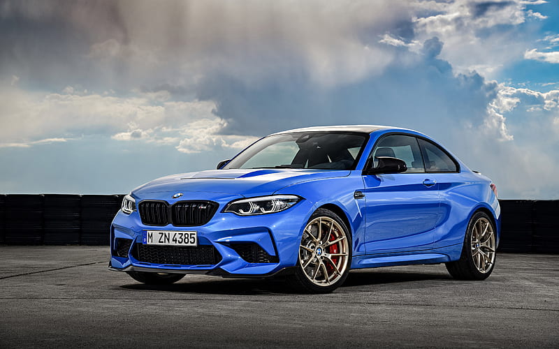 BMW M2 CS, 2020, front view, exterior, blue coupe, new blue M2, german cars, BMW, HD wallpaper