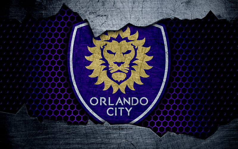 Orlando City logo, MLS, soccer, Eastern Conference, football club, USA, grunge, metal texture, Orlando City FC, HD wallpaper