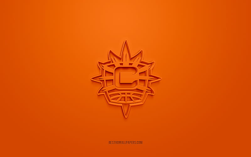 Connecticut Sun, creative 3D logo, orange background, American basketball club, WNBA, Connecticut, USA, 3d art, basketball, Connecticut Sun 3d logo, HD wallpaper