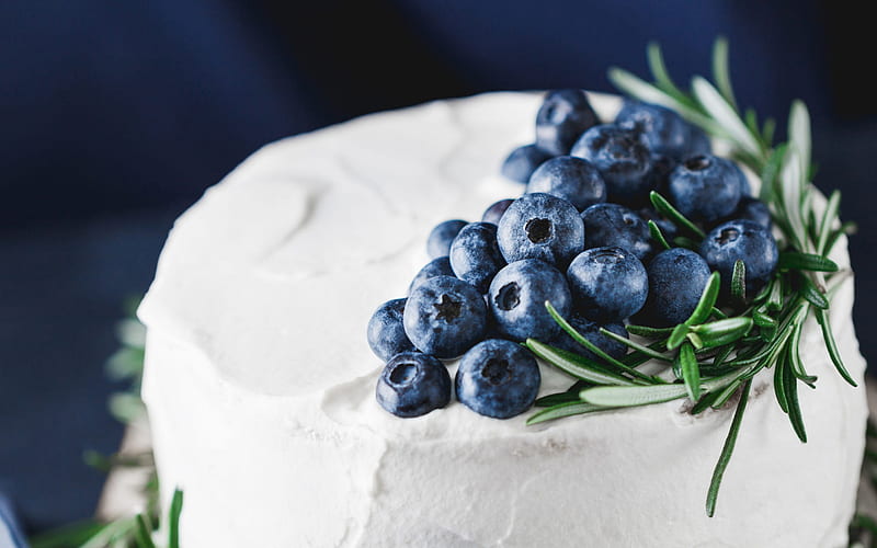 cake with blueberries, sweets, white cream, cake with berries, blueberries, cake, wedding cake, HD wallpaper