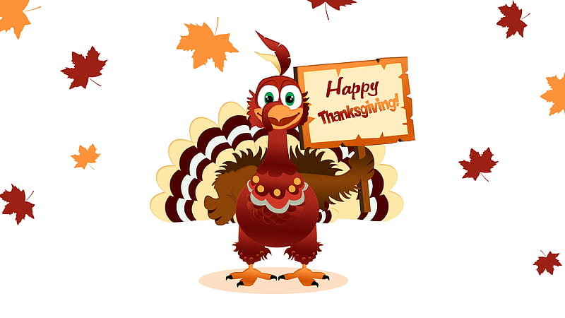 Thanksgiving Greeting, Fall, leaves, Thanksgiving, turkey, sign, Autumn, Happy Thanksgiving, HD wallpaper