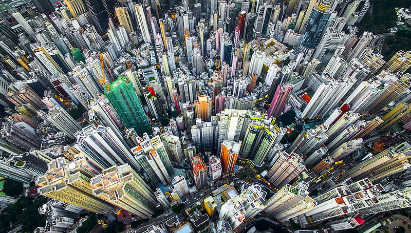 Cityscape Aerial View, cityscape, city, colorful, buildings, HD wallpaper