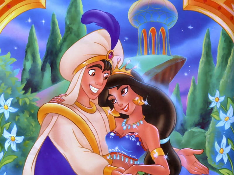 Aladdin y jazmín, princesas, disney, aladdin, dibujos animados, jazmín,  Fondo de pantalla HD | Peakpx