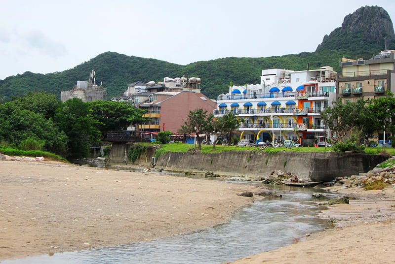 beachfront tourist area, mountain, tourist area, bed and breakfast, beachfront, HD wallpaper