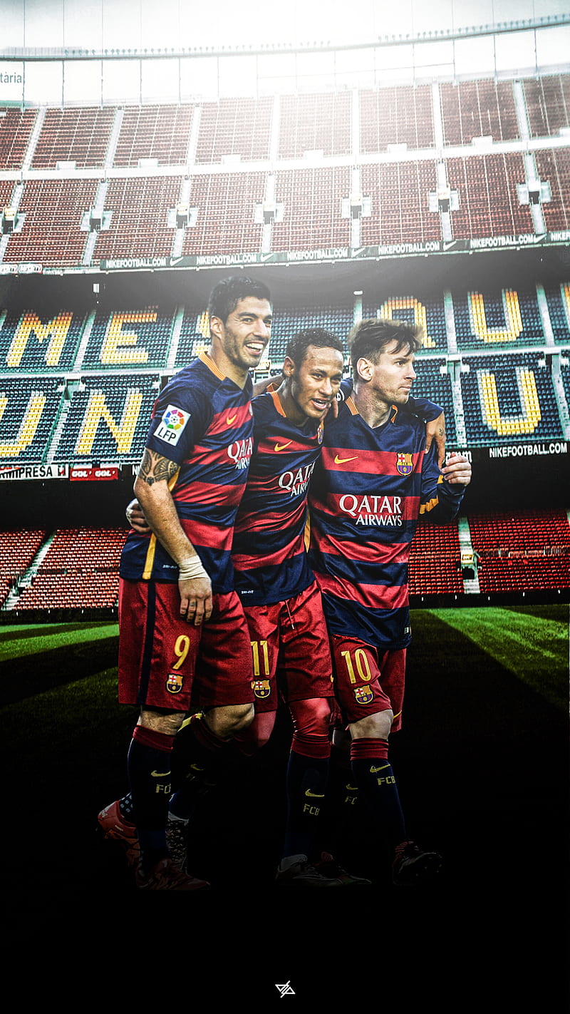 Barcelona, 2015, football, messi, neymar, suarez, HD phone wallpaper