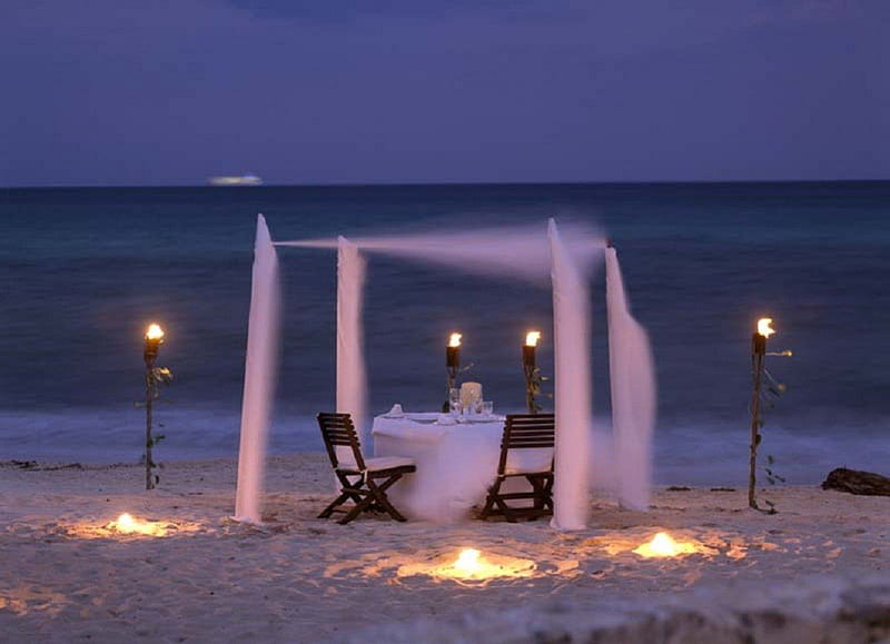 Romantic Dining on Beach  Desktop Nexus Wallpapers  Beach wallpaper  Tropical resort Mexico vacation packages