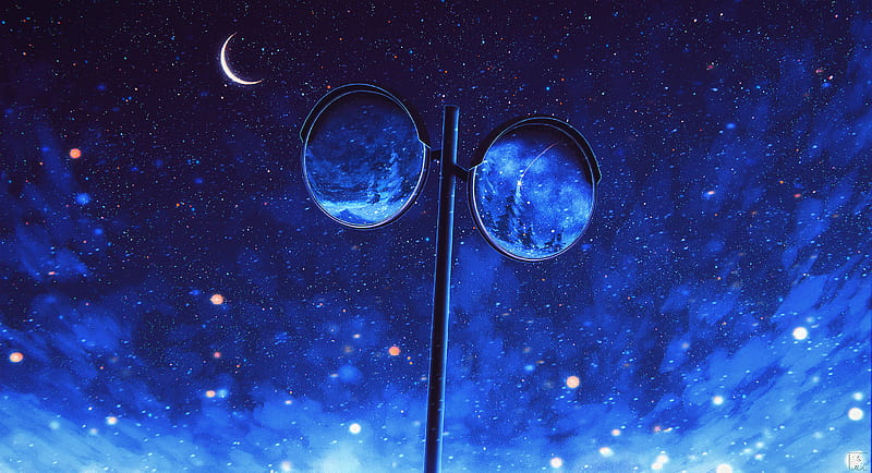 Anime, Sky, Celeste, Night, Starry Sky, HD wallpaper