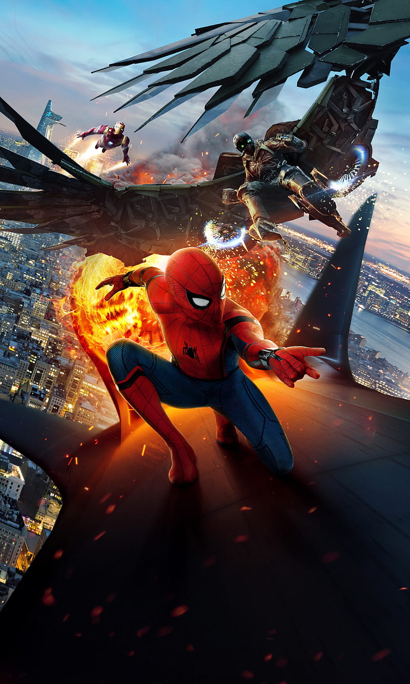 Spider Man, iron man, movie, poster, spider man homecoming, HD phone wallpaper