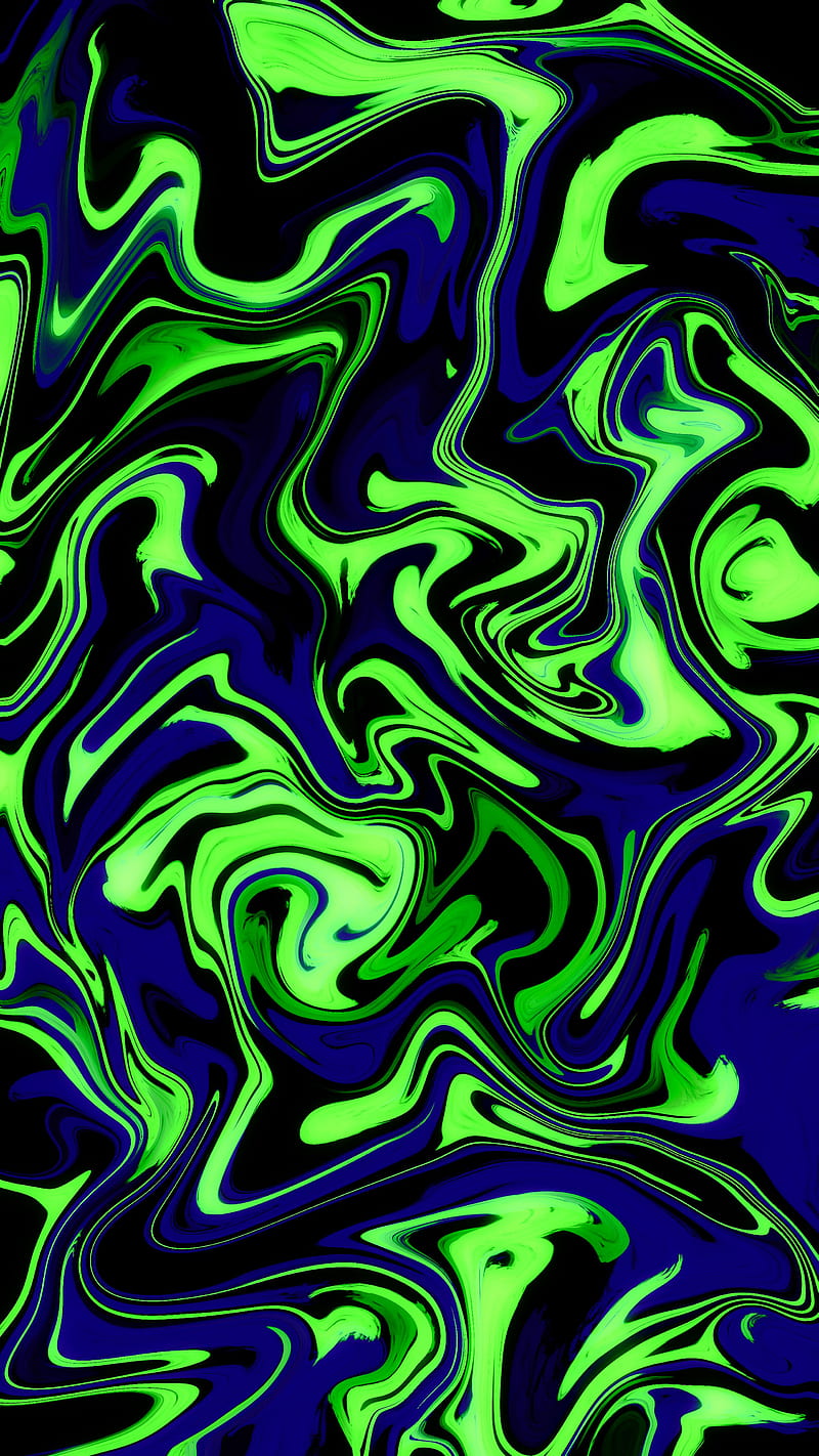 Abstract Painting, Amoled, Blue, Fluid, Green, HD phone wallpaper