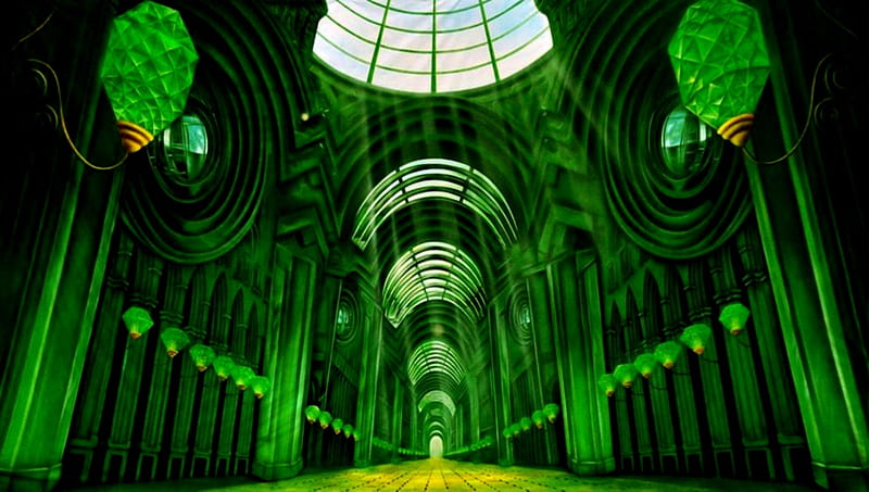 Emerald City Hall In Wizard Of Oz, Entertainment, Emerald, Wizard Of Oz, Green, Movies, City, HD wallpaper