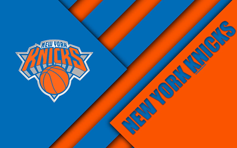 New York Knicks, blue orange abstraction, NBA logo, material design, American basketball club, New York, USA, basketball, HD wallpaper