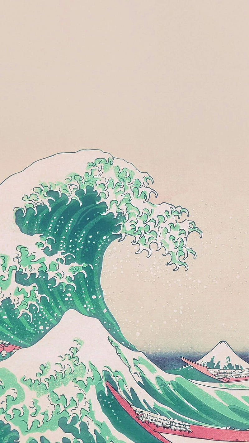 Kanagawa Aesthetics, japan, waves, vaporwave, aesthetic, HD phone wallpaper
