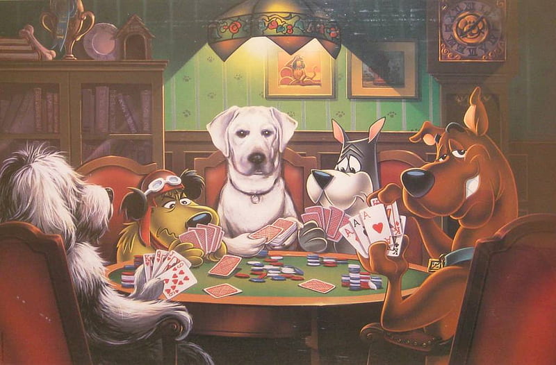 Scooby Doo playing poker, people, fun, cartoon, dog, HD wallpaper