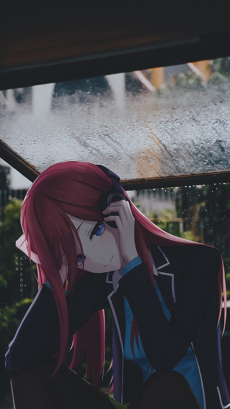 Miku Nakano, anime x reality, rain, mood, the quintessential quintuplets,  anime aesthetic, HD phone wallpaper | Peakpx