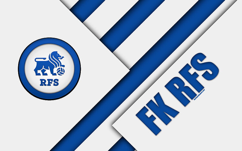 FK RFS, Riga Football School Latvian football club, logo, material design, emblem, black and white abstraction, SynotTip Virsliga, Riga, Latvia, football, HD wallpaper