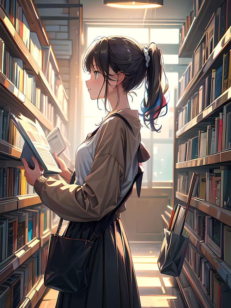 Lexica - Anime girl holding a book on algebraic geometry.