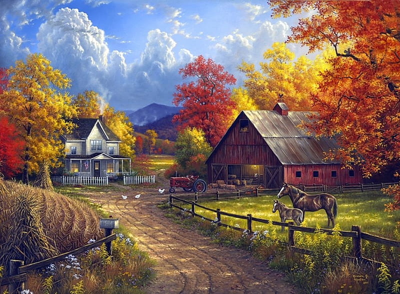 Unknown farmhouse, colorful, splendor, color, nature, bonito, landscape, HD wallpaper