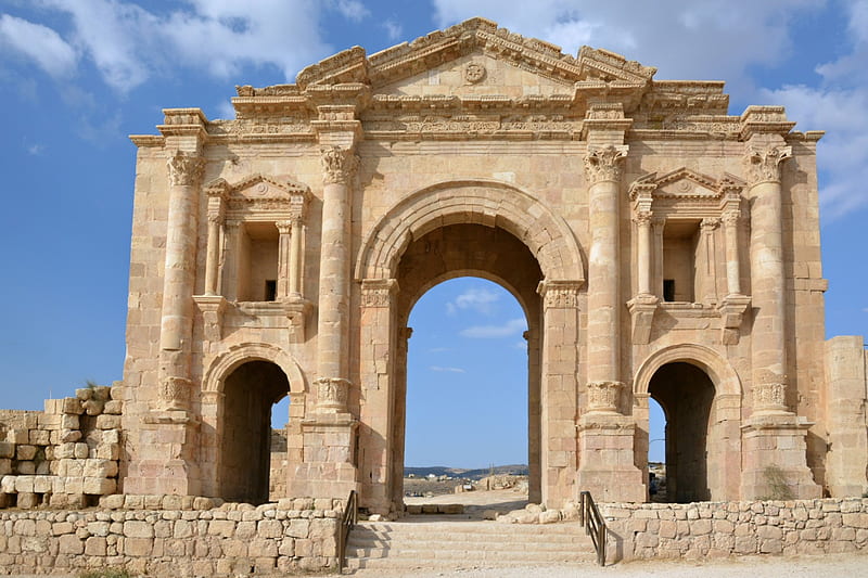 Arch of Hadrian, Jerash, Jordan, Architecture, Hadrian, Jordan, Ancient, Arch, HD wallpaper