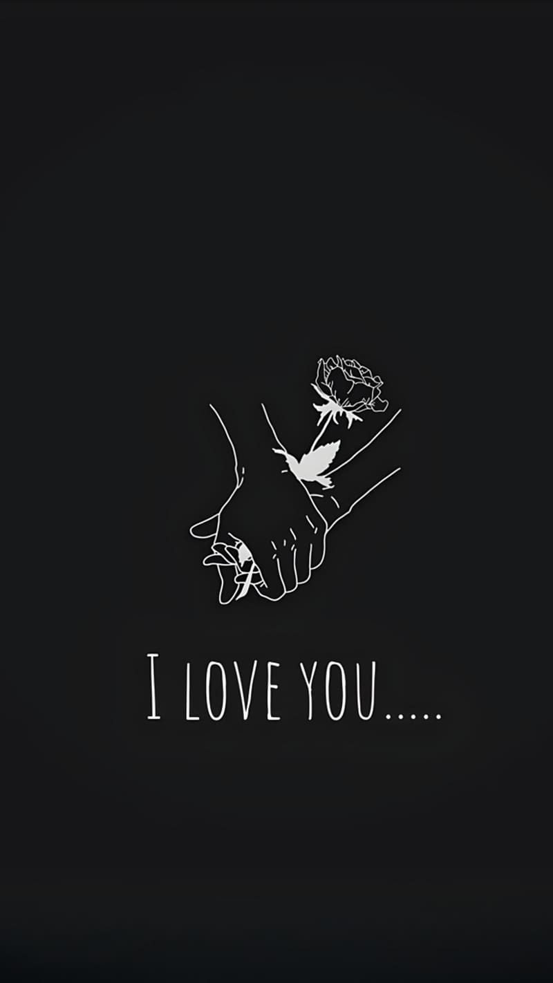 I Love You Wala, Line Art, black background, HD phone wallpaper