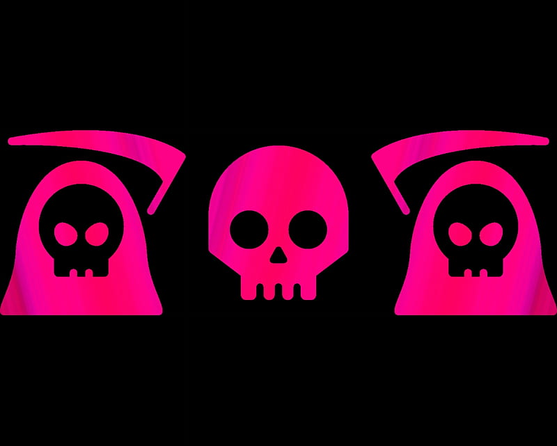 grimreaper & skull, labrano, black, grimreaper, grim reaper, gizzzi, reaper, grim, skull, pink, HD wallpaper