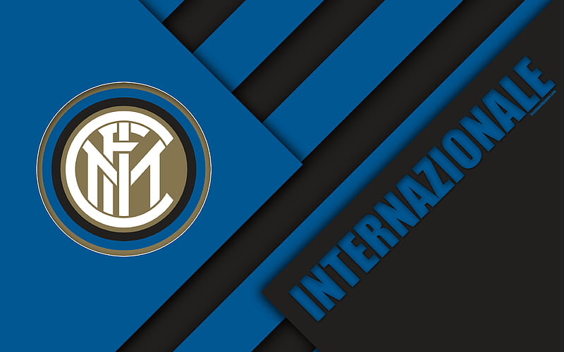Internazionale FC, logo material design, football, Serie A, Milan, Italy, blue black abstraction, Italian football club, Inter Milan, HD wallpaper
