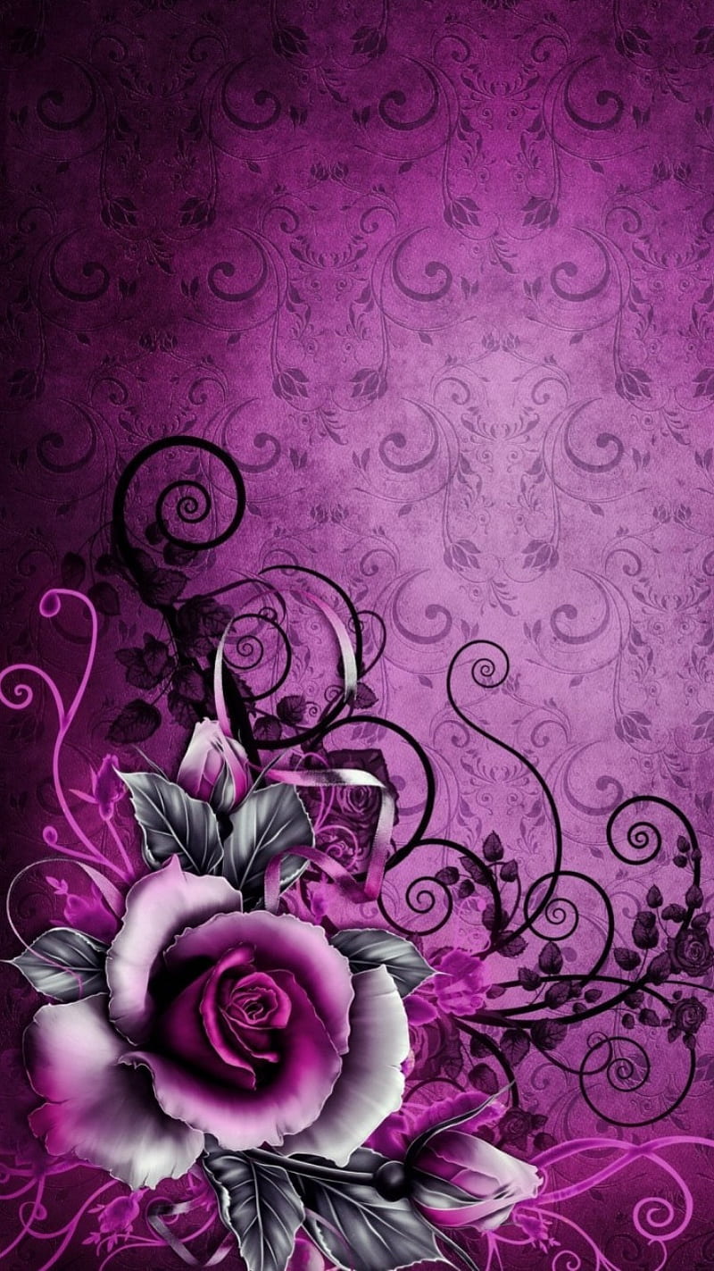 Pink Rose, art, pink, rose, vintage, HD phone wallpaper