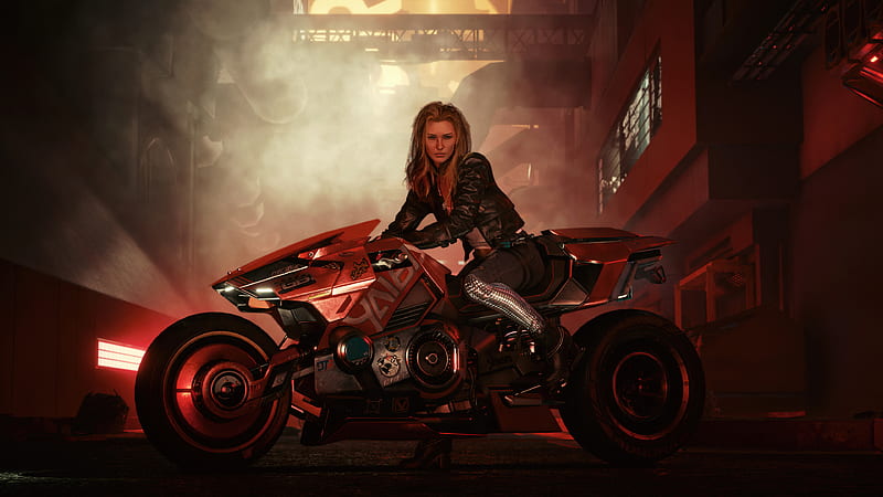Girl With Bike Cyberpunk 2077, HD wallpaper