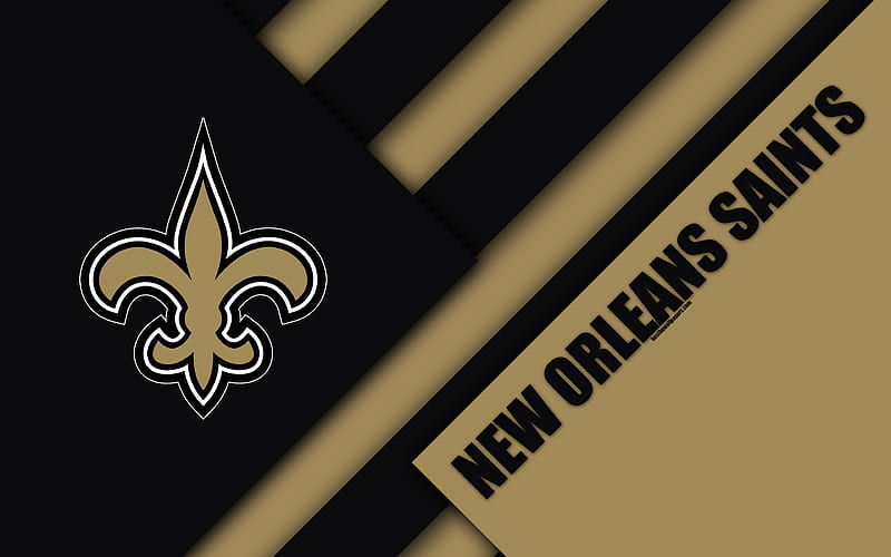 New Orleans Saints logo, NFC South, NFL, black brown abstraction, material design, American football, New Orleans, Louisiana, USA, National Football League, HD wallpaper