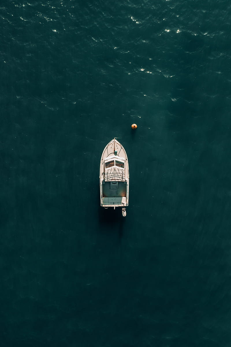 boat, speedboat, aerial view, water, sea, HD phone wallpaper
