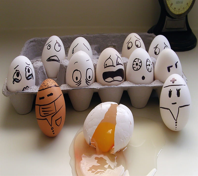 funny eggs, broken, comedy, comic, die, HD wallpaper