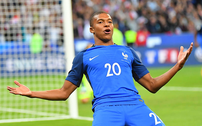 Kylian Mbappe, goal, FFF, football, Mbappe, soccer, footballers, HD wallpaper