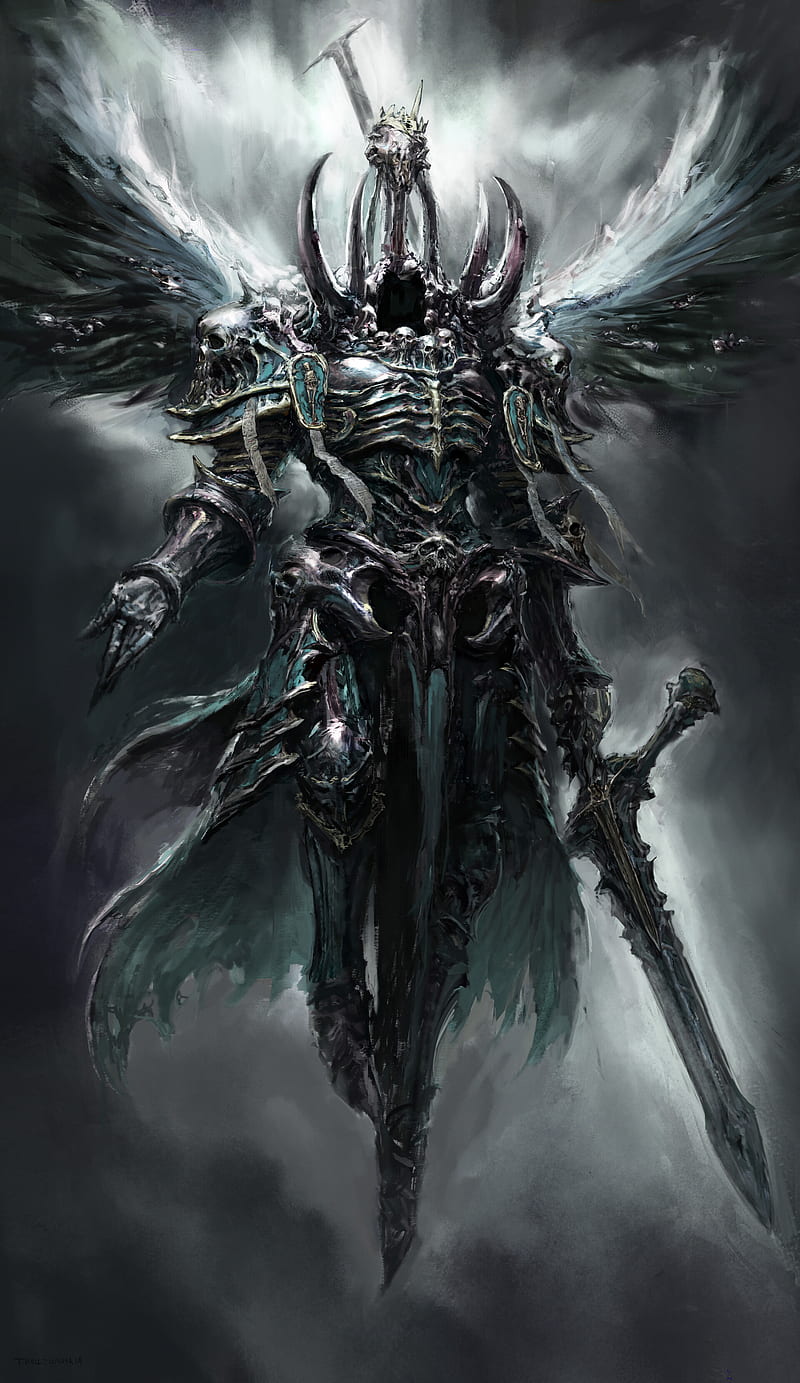 portrait of azrael angel of death, anime fantasy