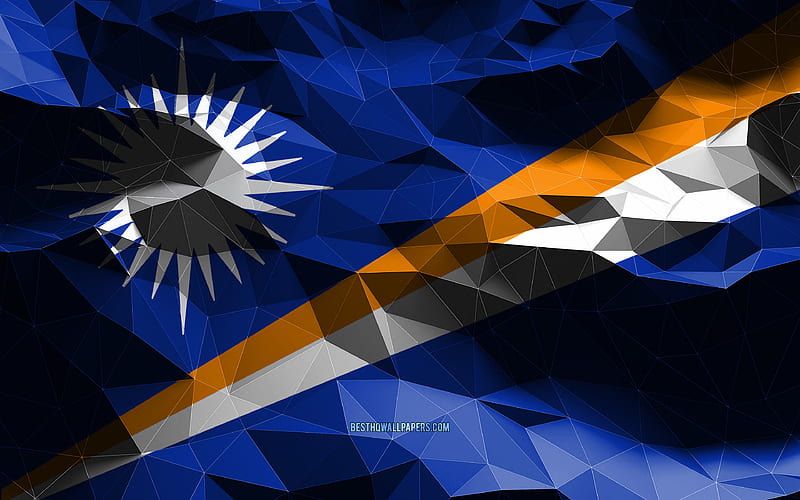 Marshall Islands flag, low poly art, Oceanian countries, national symbols, Flag of Marshall Islands, 3D flags, Marshall Islands, Oceania, Marshall Islands 3D flag, HD wallpaper